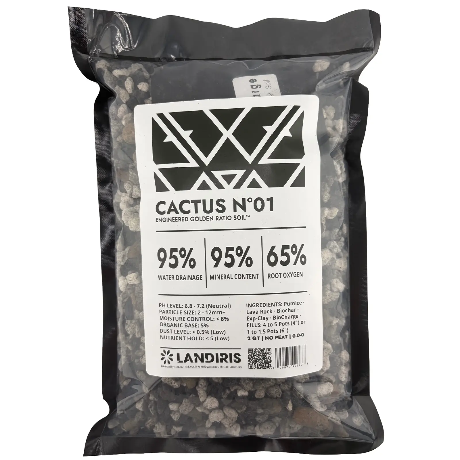 cactus soil bag 2qt with biocharge pack